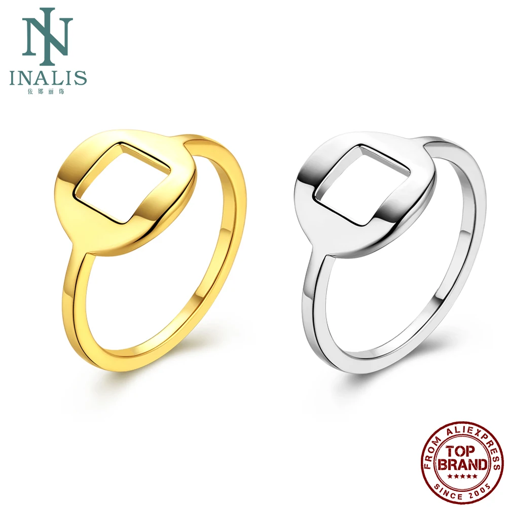 

INALIS Simple Style Rings For Women Zircon Square Shape Ring Elegent Temperament Lady Fashion Jewelry Send Girlfriend Gift