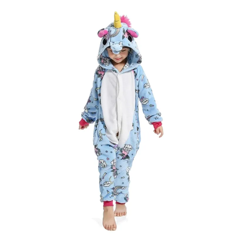 Blue sky horse Kids Unicorn Pajamas For Children Animal Cartoon Blanket Sleepers Baby Costume Winter Boy Girl Licorne Jumspuit - Цвет: Blue sky horse
