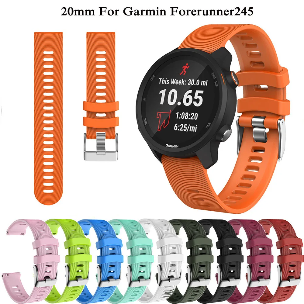 20 мм ремешок для часов Garmin Forerunner 245 245M 645 Music vivomove 3 HR цветной мягкий силиконовый