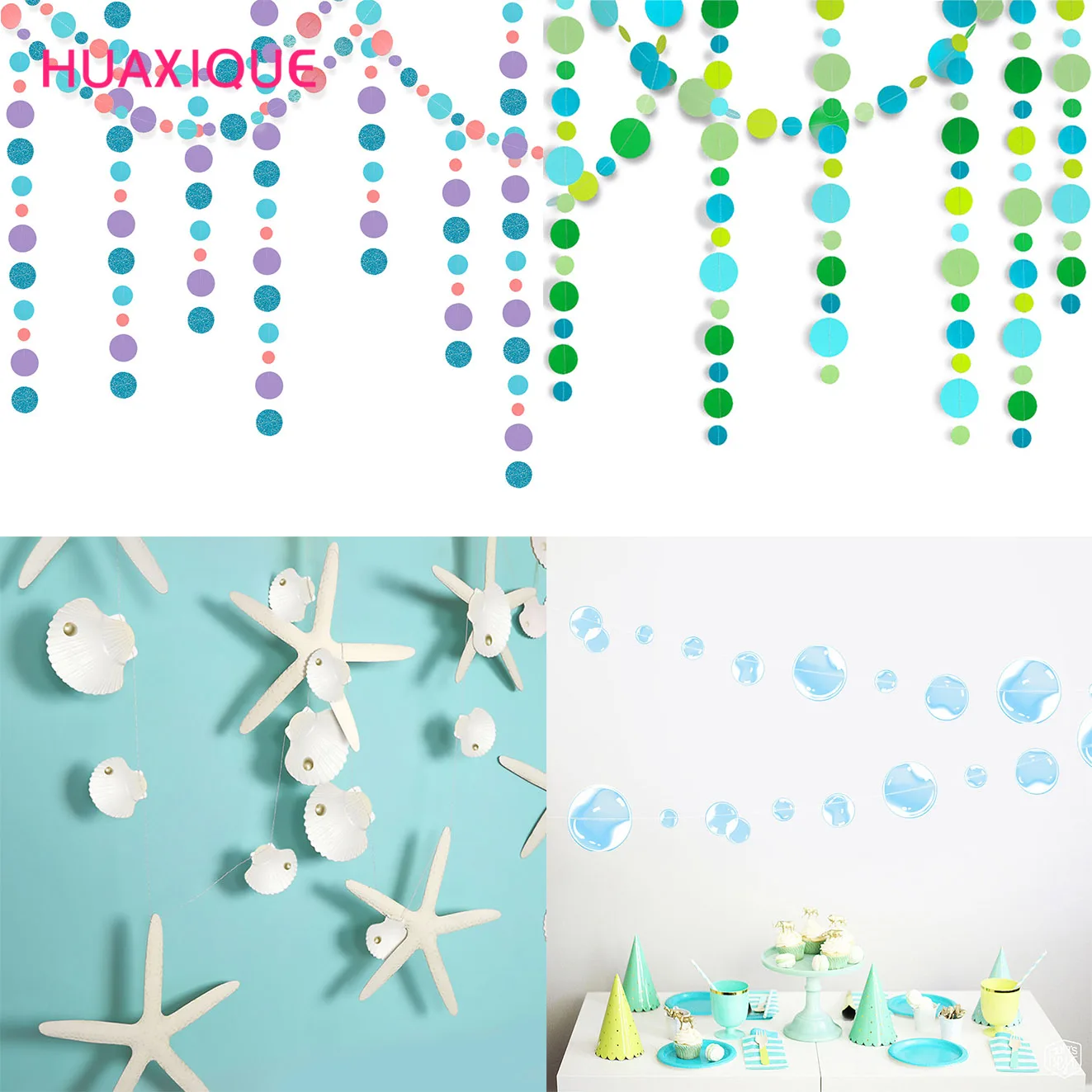 

Ocean Style Mermaid Bracelet Starfish Shell Pull Flag Birthday Supplies Wedding Anniversary Decoration Wedding Room Home Layout