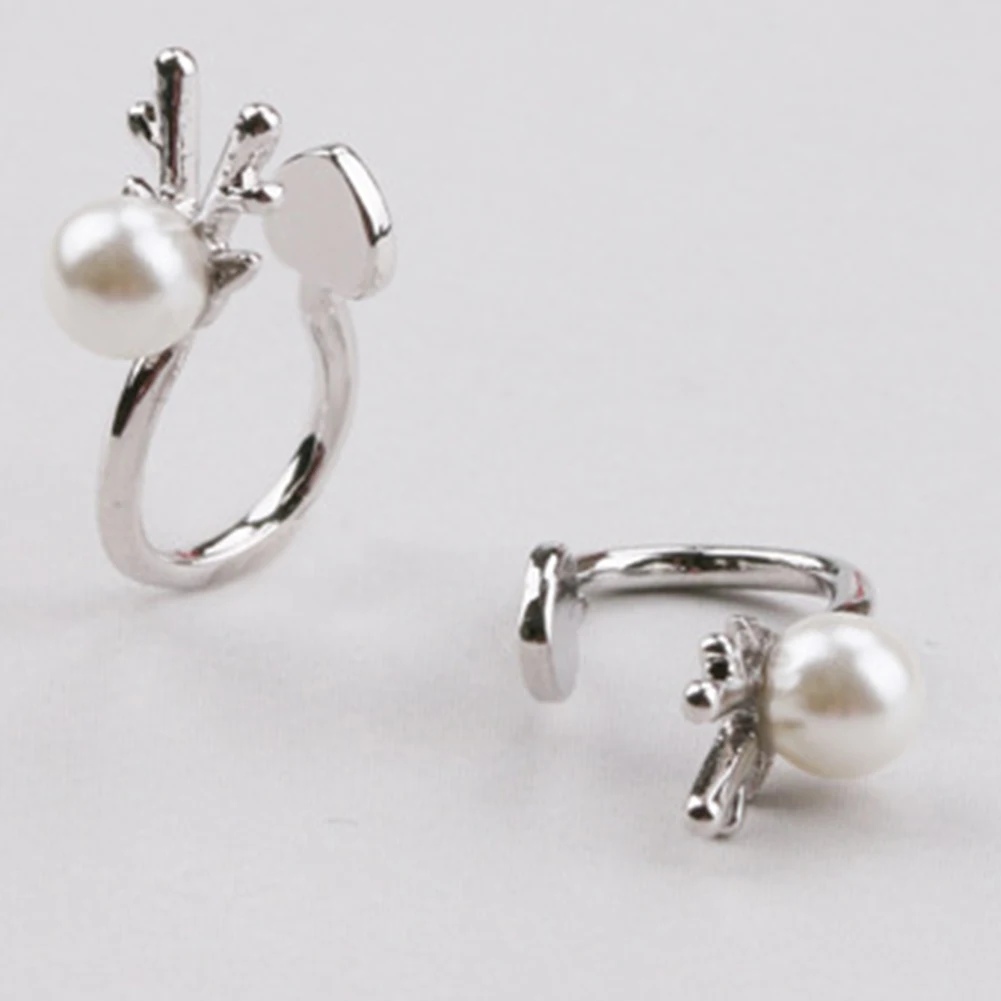 Женские серьги рога из искусственного жемчуга манжеты без пирсинга