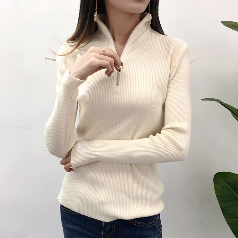 Winter Woman Knits Sweaters High Elasticity Shirts 2019 New Autumn Turtleneck Korean Womans Knit Shirt | Женская одежда