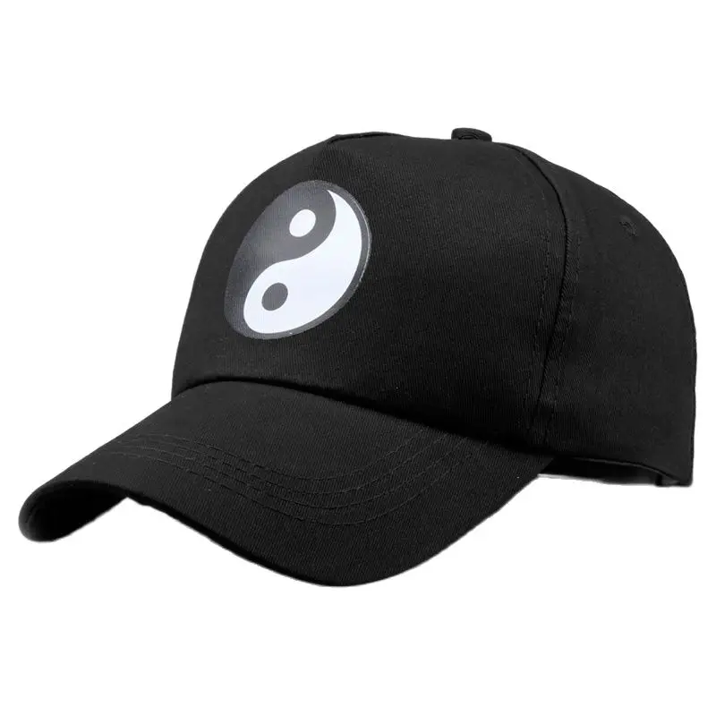 Азиатский старинном Стиль Тай Чи Черный и белый принт в виде кругов унисекс на открытом воздухе Бейсбол Кепки одежда для защиты от солнца, Кепка с козырьком, крутые Q166