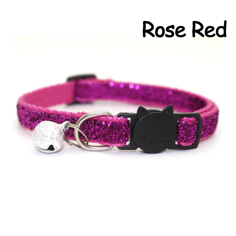 Rose Red SUPREPET блестящий ошейник для кошек с бриллиантами регулируемый ремень для домашних животных котенок ошейник для собак и кошек с колокольчиком кожаный ремешок для Аксессуары для котенка - Цвет: Rose Red