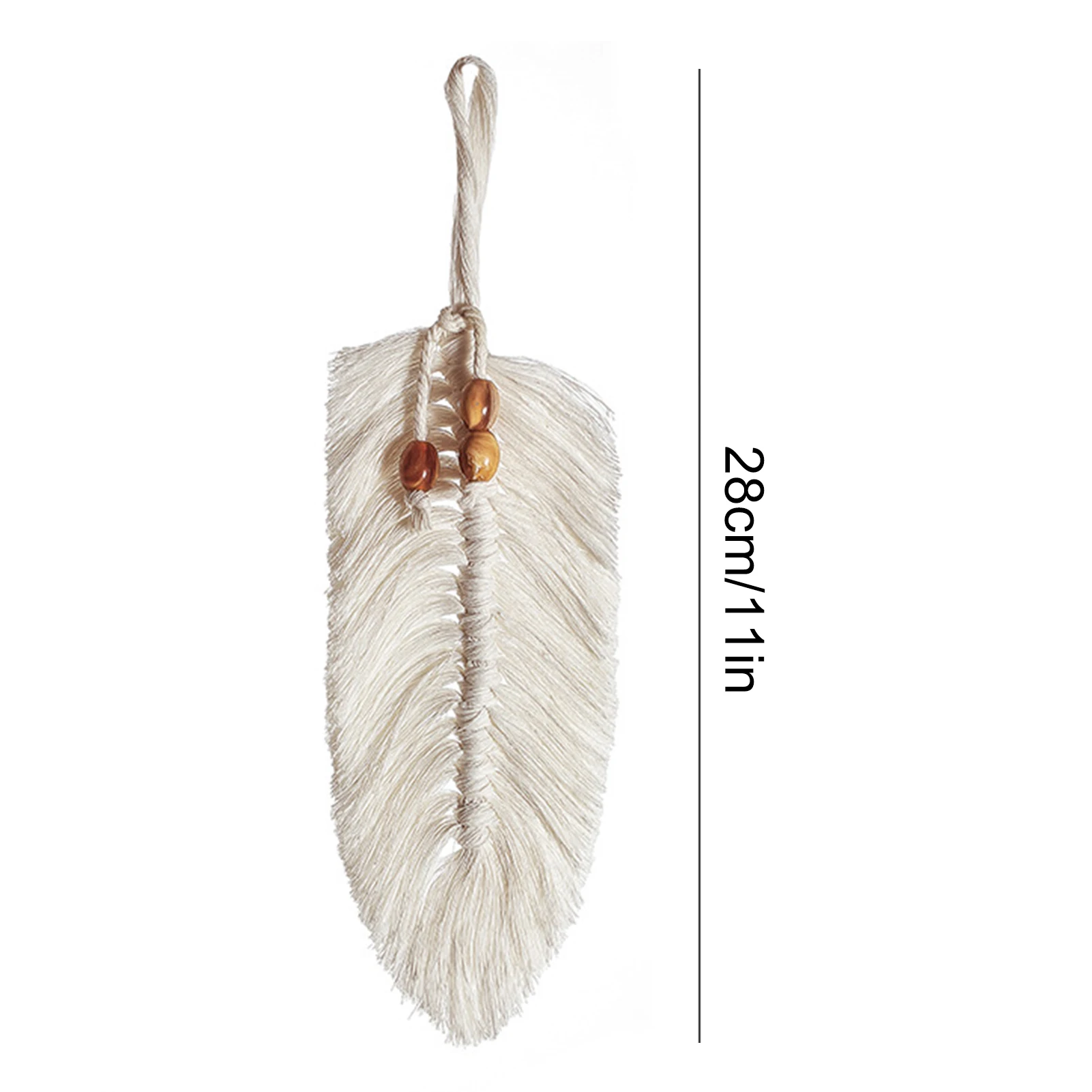 

Natural Cotton Hand-woven Tassel Tapestry Wall Hanging Feathers Boho Handmade Cotton Rope Feather Leaf For Home Decoration