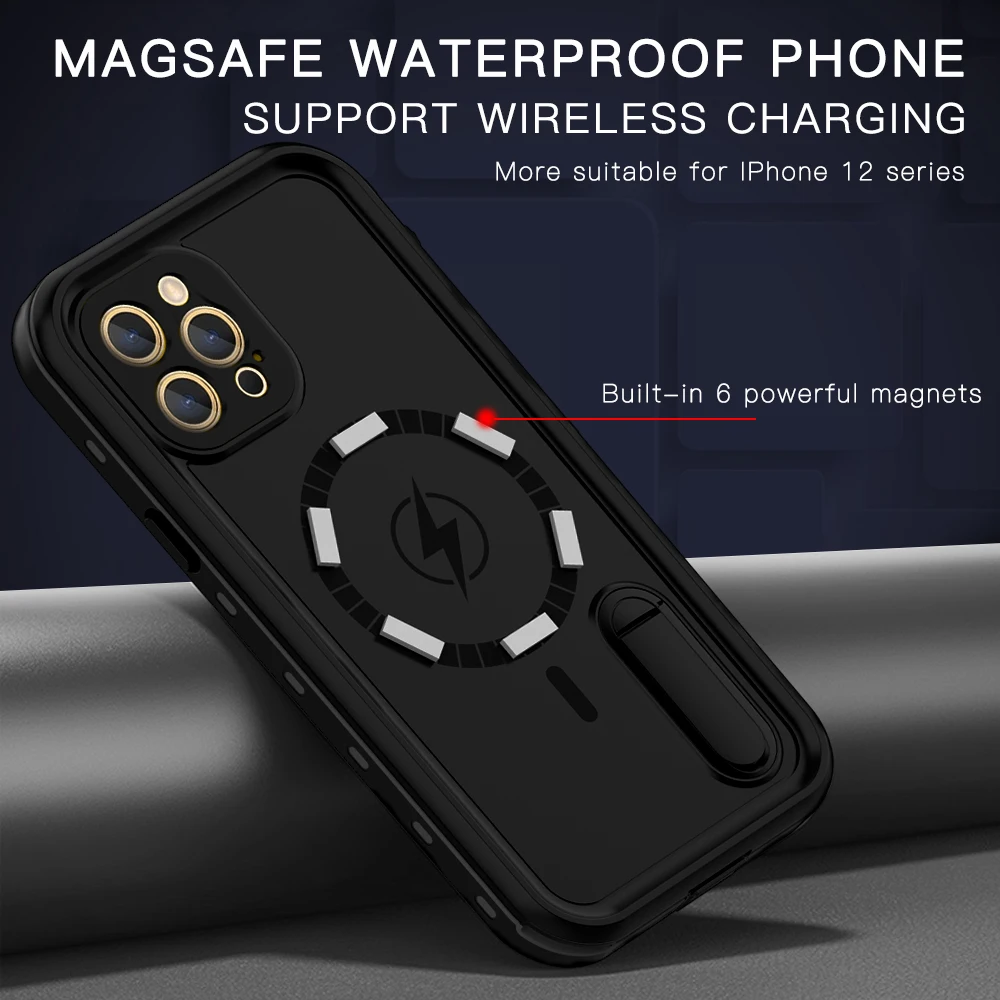 waterproof with kickstand for iphone 12 pro max mini case armor dustproof diving funda coque luxury phone cover holder carcasa free global shipping