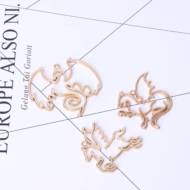 3 шт Дракон лошадь рамка кулон Установка Кабошон УФ Смола ювелирные изделия L4ME