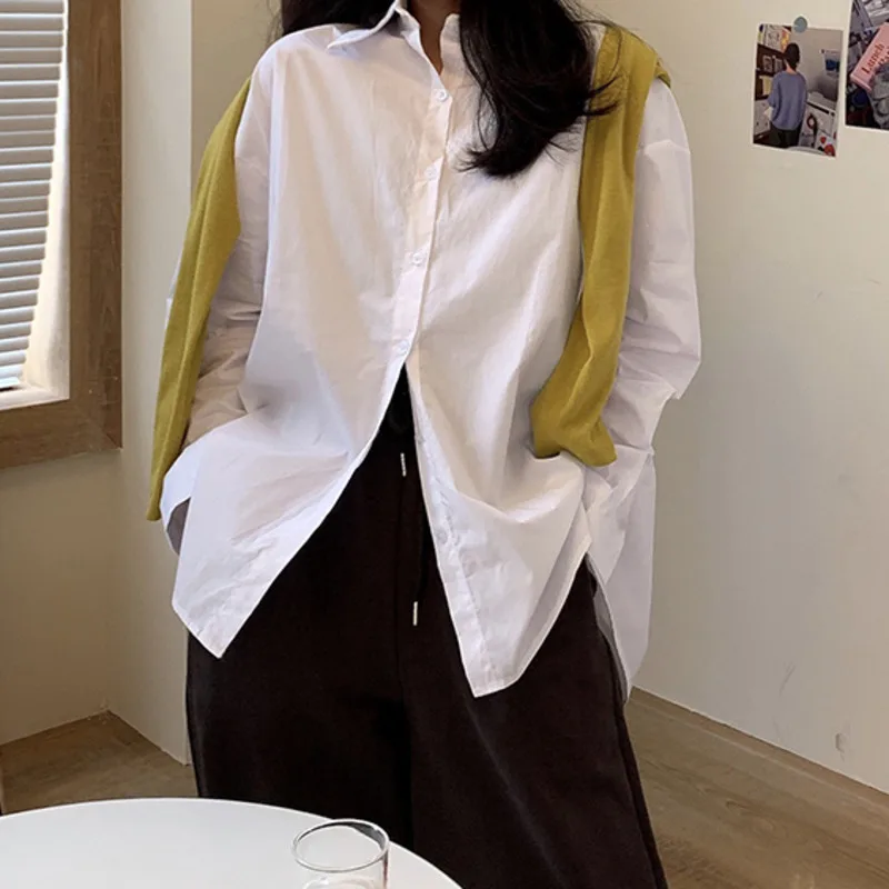 

Early autumn design sense niche top 2021 new women's chic shirt loose and thin long sleeve Hong Kong style shirt