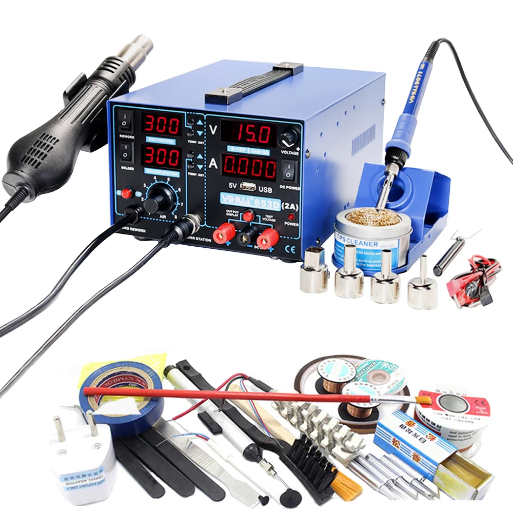 YIHUA 853D 2A наладочная станция для пайки с 5 в USB DC источник питания горячий воздух