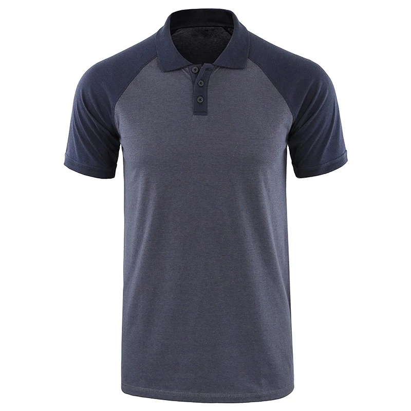 

Man Shirt Casual Polo Short Sleeve High Quantity Summer Turn Down Collar Slim Plus Size Splicing Color Contrast Button Fashion