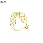 Кружевное регулируемое кольцо RUIYI из натурального 18-каратного золота, кольцо из чистого материала AU750, Мягкая сетчатая цепочка, кольцо в стиле ретро для женщин, ювелирные изделия в подарок