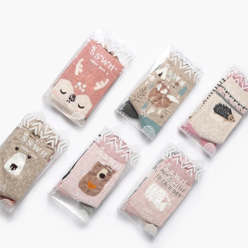 2 Pairs/Lot Winter Autumn Women's Cotton Cartoon Cute Sox for Female Girl Warm Funny Cat Fox Owl calcetines gifts meias | Женская