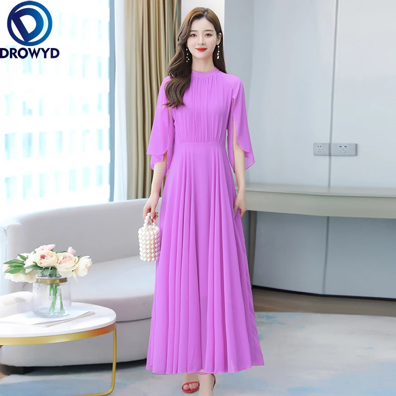 

4XL Plus Size Chiffon Casual Vacation Beach Maxi Dresses 2021 Summer Vintage Solid Sundress Women Elegant Bodycon Party Vestidos