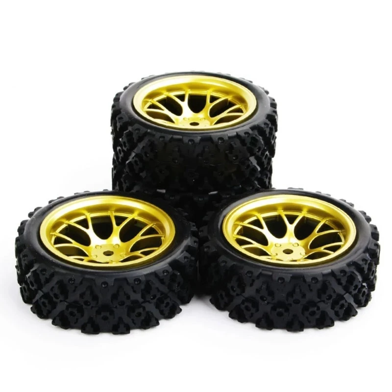 

4Pcs DHG PP0487 1/10 Rubber Rally Tires and Wheel Rim with 6mm Offset 12mm Hex Fit 1:10 Racing Off Road Car Model