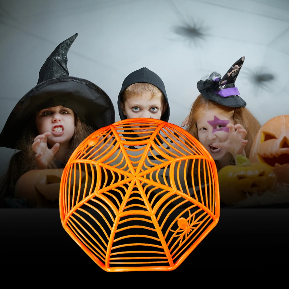 Корзина для конфет с паутиной на Хэллоуин черная оранжевая конфета корзина