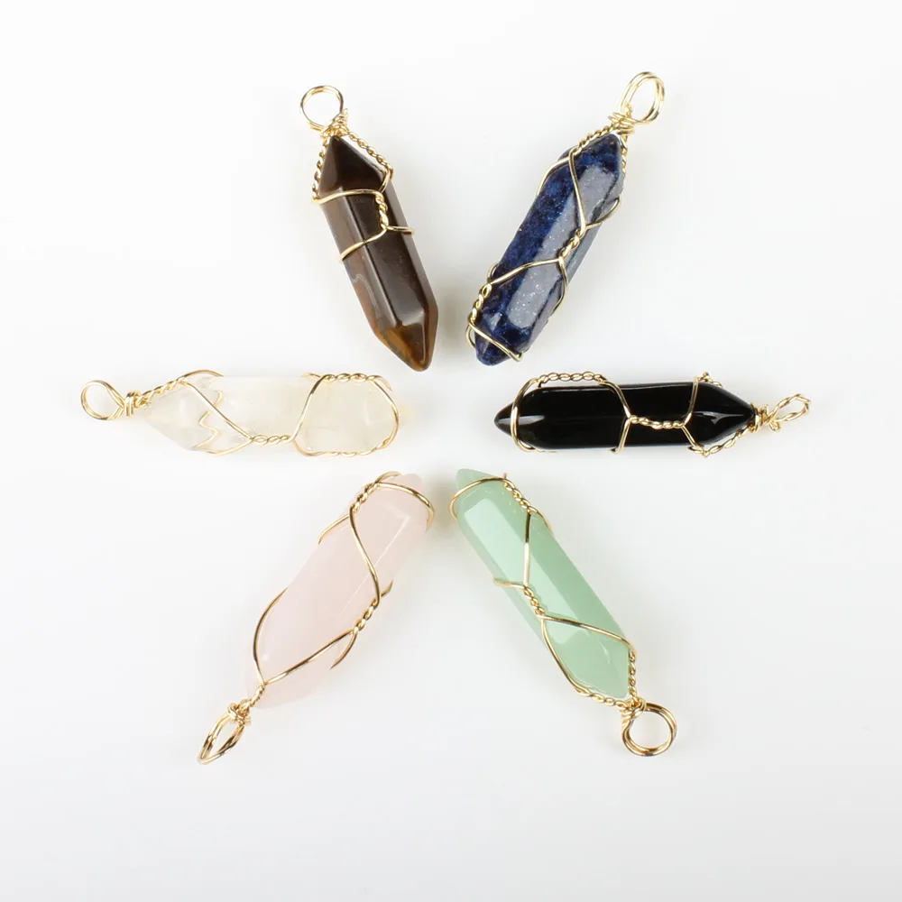 Подвески из натуральных полудрагоценных камней ручная обмотка ожерелье сделай