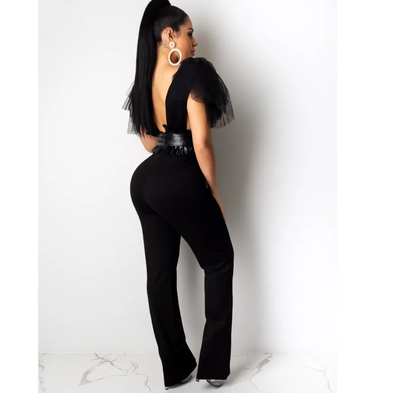 Justchicc сетки с глубоким v-образным декольте одноцветные Для женщин сексуальный