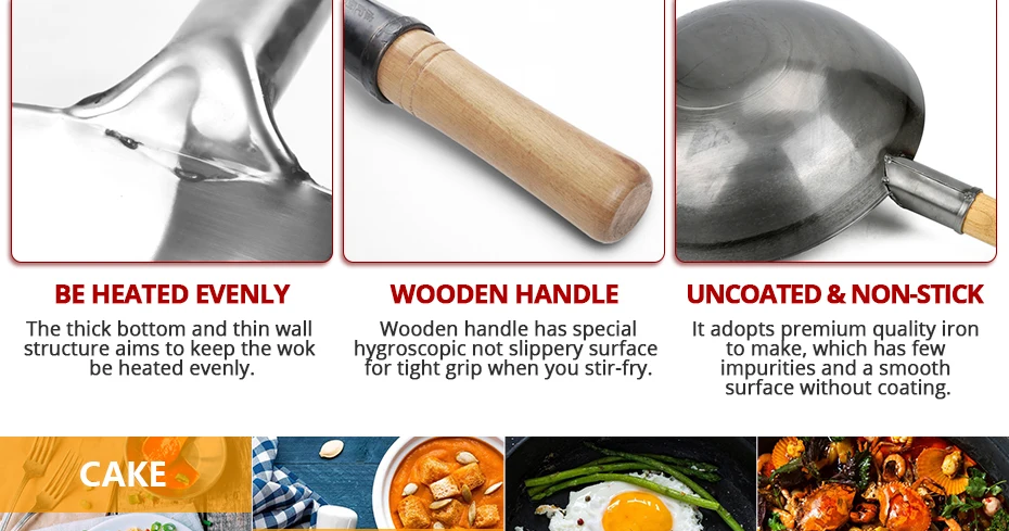 Кухонная утварь с деревянной ручкой 30/32/34/36 чугунная сковорода универсальная для