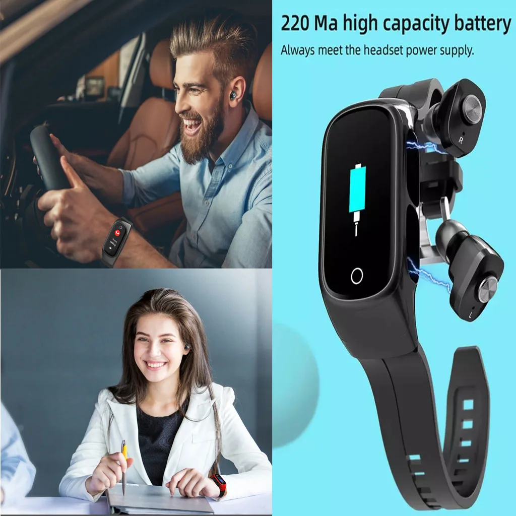 

N8 Smart Watch 2 In1 Multifunctional Wireless TWS Bluetooth Earphone Bracelet Fitness Tracker Wristband Headset For Men Women