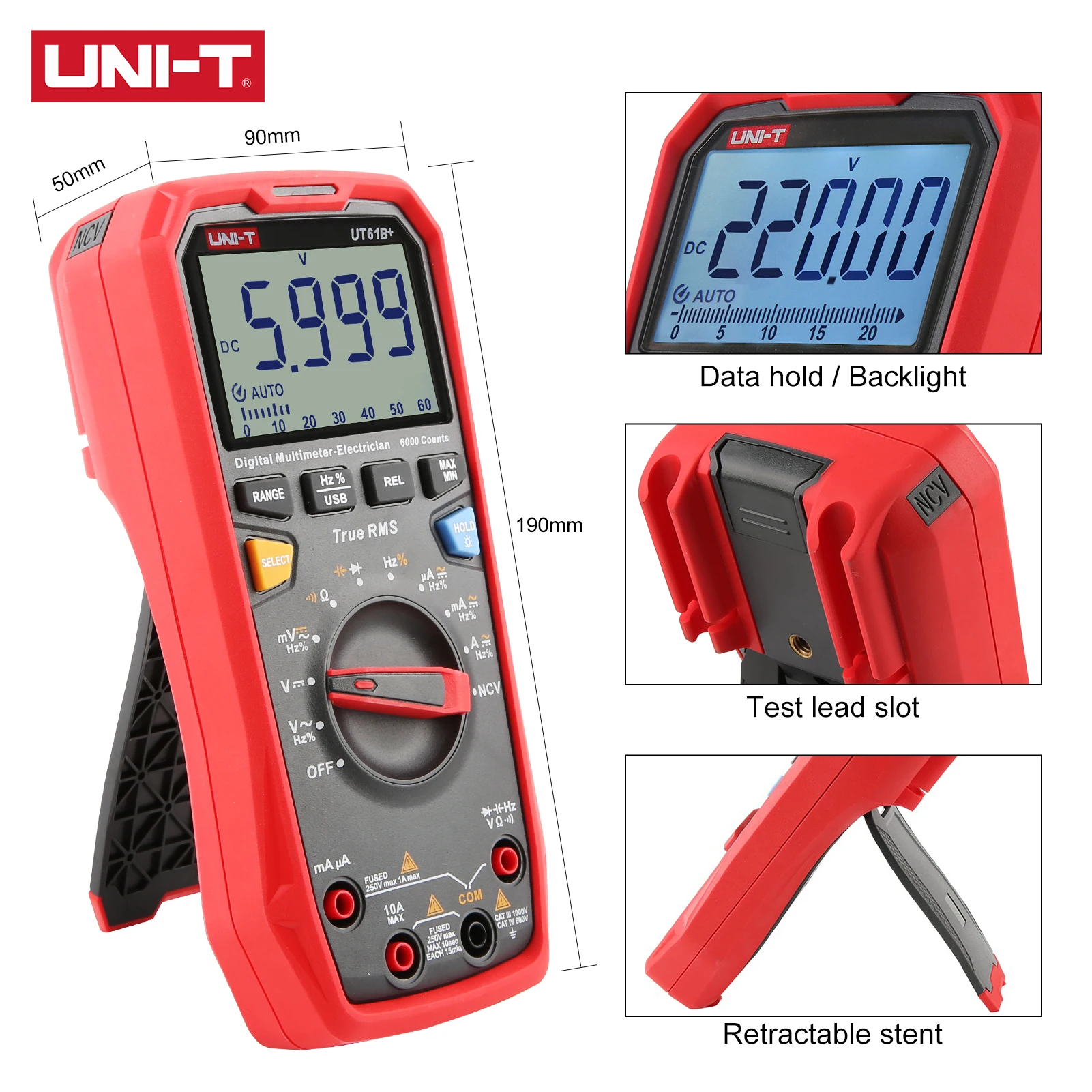 UNI-T UT61B + UT61D цифровой мультиметр 1000V True RMS C/DC Напряжение переменного тока