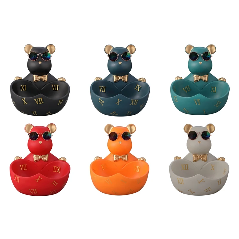 

Violence Bear Statue Holding Storage Tray Key Remote Control At the Entrance Snack Table Decor Storage Tray Ornaments