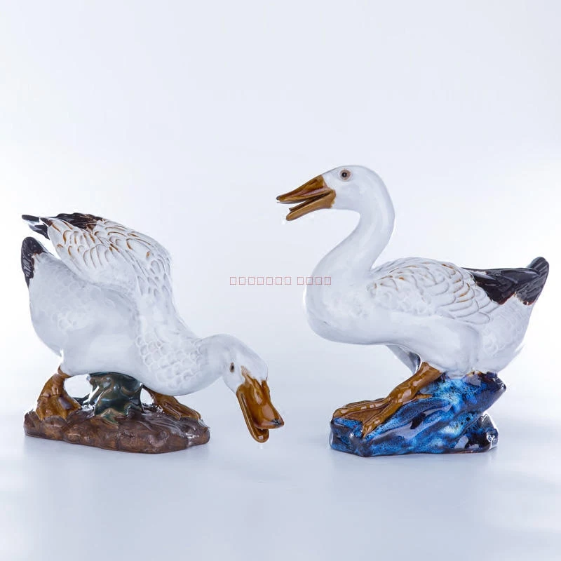 

Pastorale Style Duck Art Sculpture Animal Figurine Feng Shui Duck Statue Creative Ceramic Crafts Decorations For Home R4205