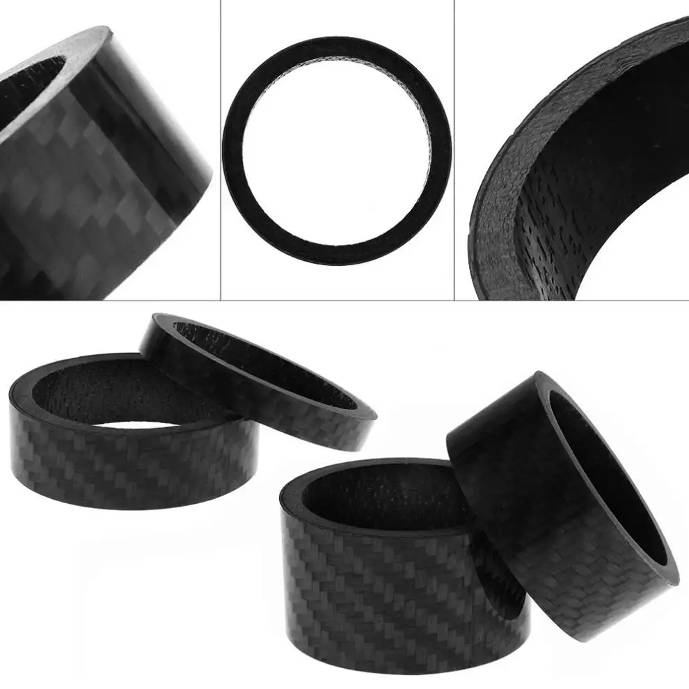 4pcs 1 1/8&quot 3K Glassy High Strength Durable Carbon Fiber Bike Fork Headset Spacer 5/10/15/20mm for Road / Mountain Bicycle | Спорт и