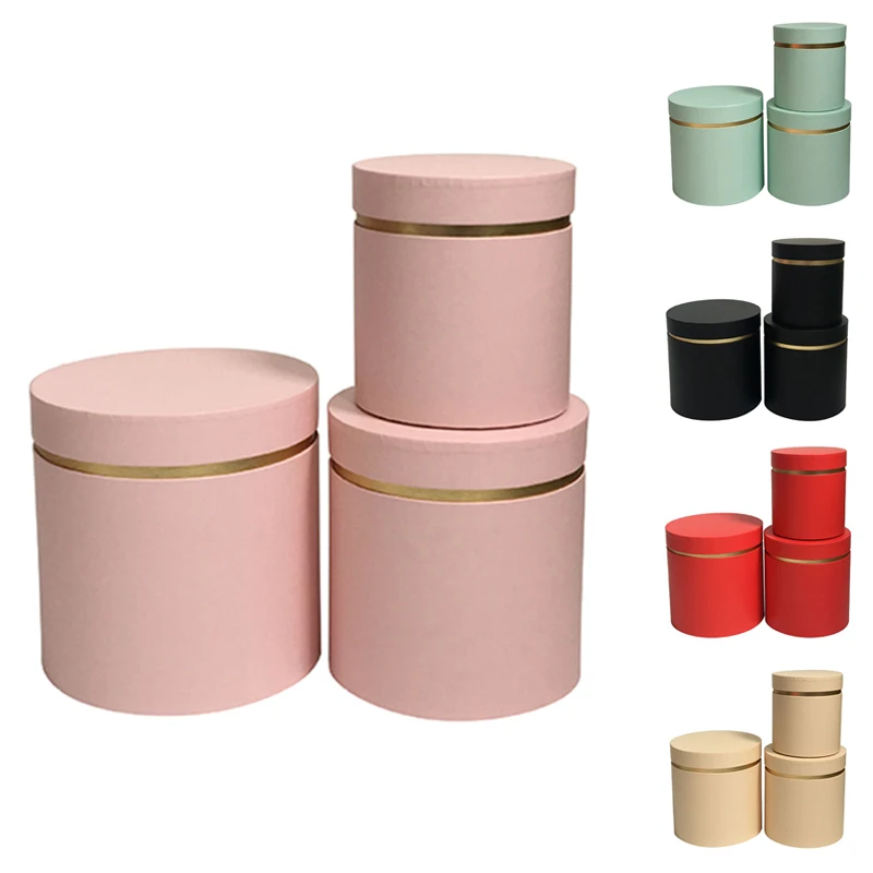 

3Pcs/Set Round Gift Flower Box Wedding Party Decoration Solid Color Flowers Hug Bucket Flower Arrangement Packaging Materials