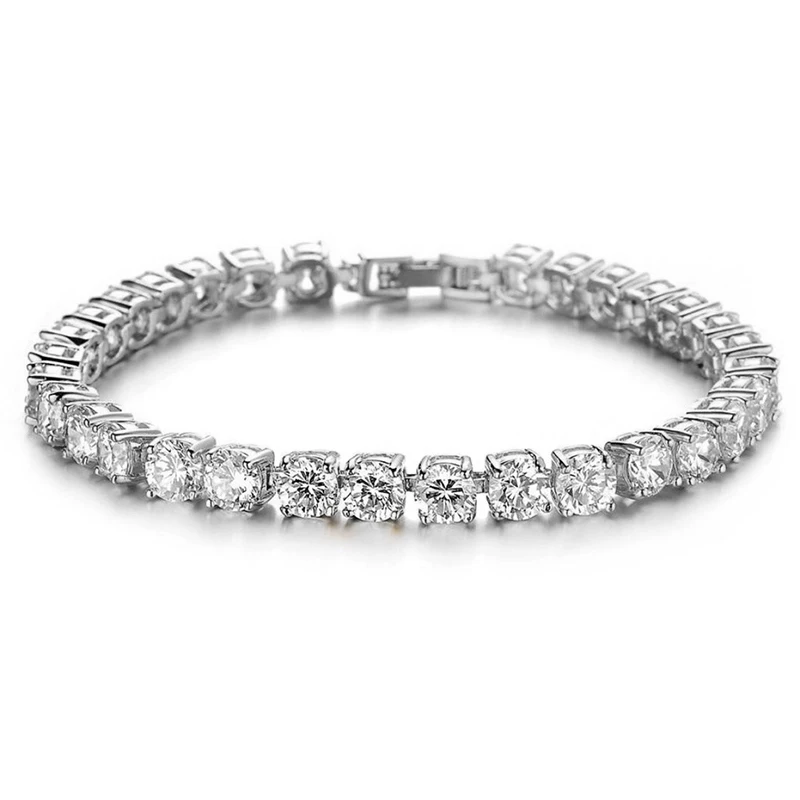 Luxury AAA Cubic Zirconia Tennis Bracelet Fashion Gold Silver Color Irced Out Chain Hip Hop Braclet For Men Wristband Jewelry