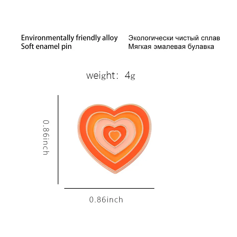 Металлический значок в форме сердца медаль булавка для сумки свитера воротника