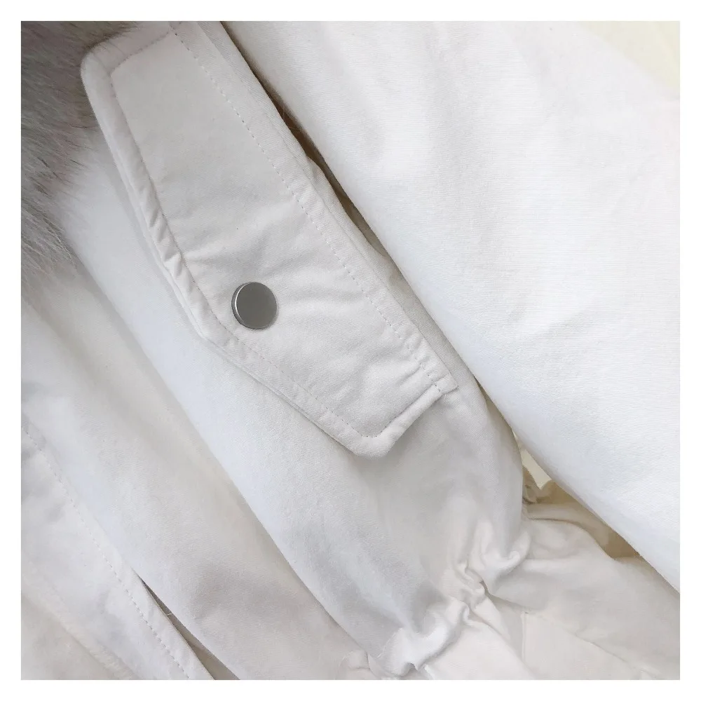 Женское короткое пуховое пальто с капюшоном с лисьим меховым воротником, верхняя одежда, зимняя Модная белая пуховая куртка, Свободные теплые толстые женские пальто