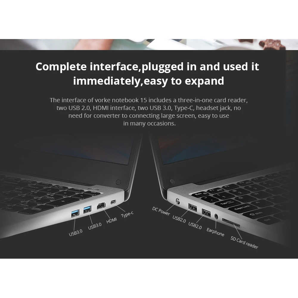 [Бесплатная доставка DHL] Ноутбук VORKE 15 ноутбук Intel Core i5-8250U металлический корпус 6