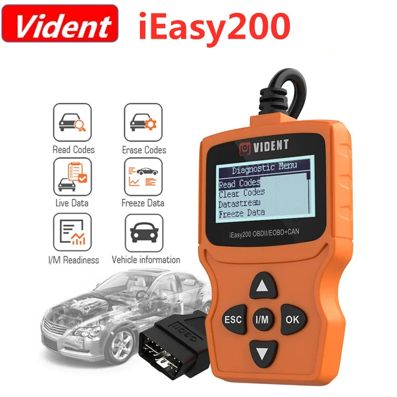 VIDENT easy200 OBDII/EOBD+ CAN кодовый ридер мощный инструмент для проверки транспортного средства светильник двигателя
