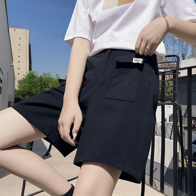 

Summer Women Shorts Retro Casual Asymmetric Shorts Ladies Solid Color High Waist Fashion Shorts