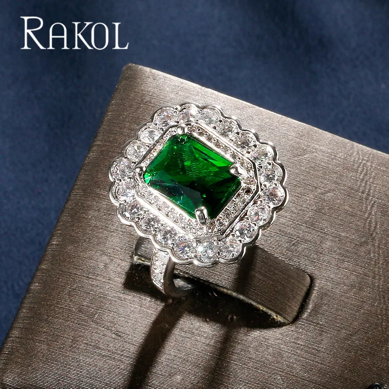 RAKOL роскошное классическое кольцо в форме кубоида для невесты с кубическим
