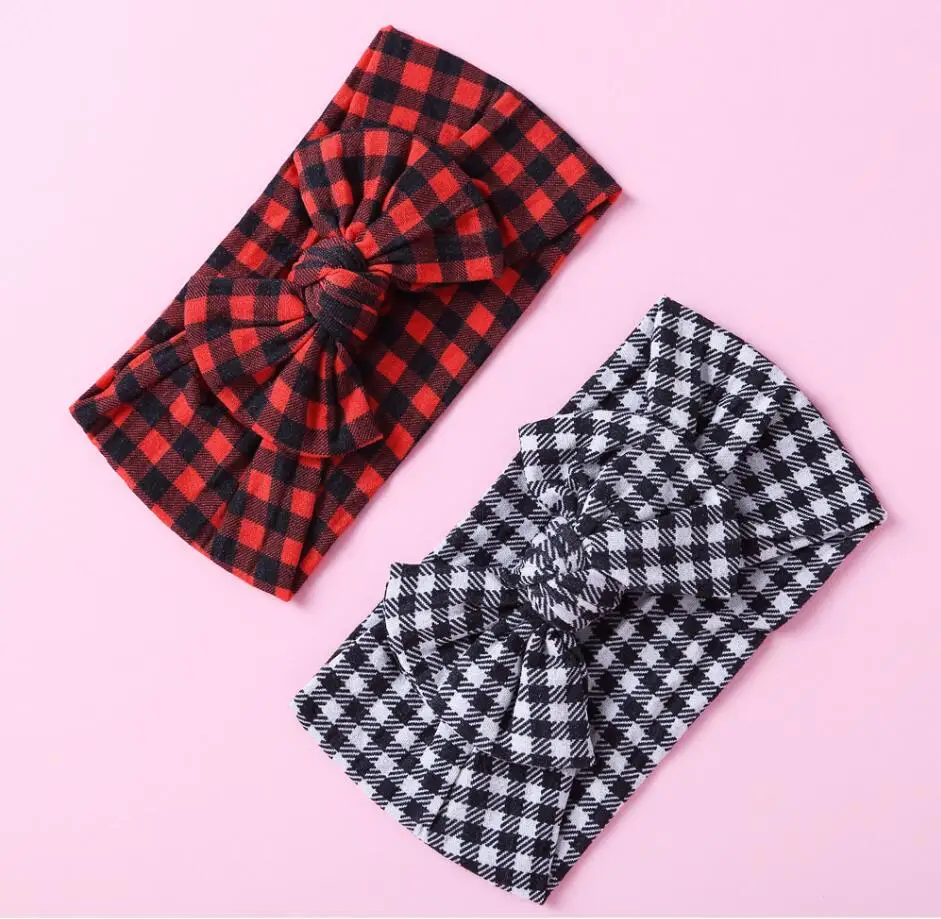 

12Pcs/Lot 3" Inch Width wholesale Plaid Nylon Baby Headbands,Red black Nylon Headband Girls Nylon Turban Headband 16Pcs/lot