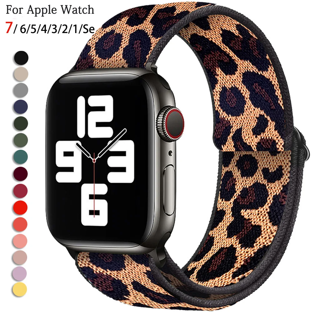 

Плетеный нейлоновый ремешок для Apple Watch Band 40 мм 44 мм, эластичный браслет с пряжкой для Apple Watch 7 6 5, 41 мм 45 мм