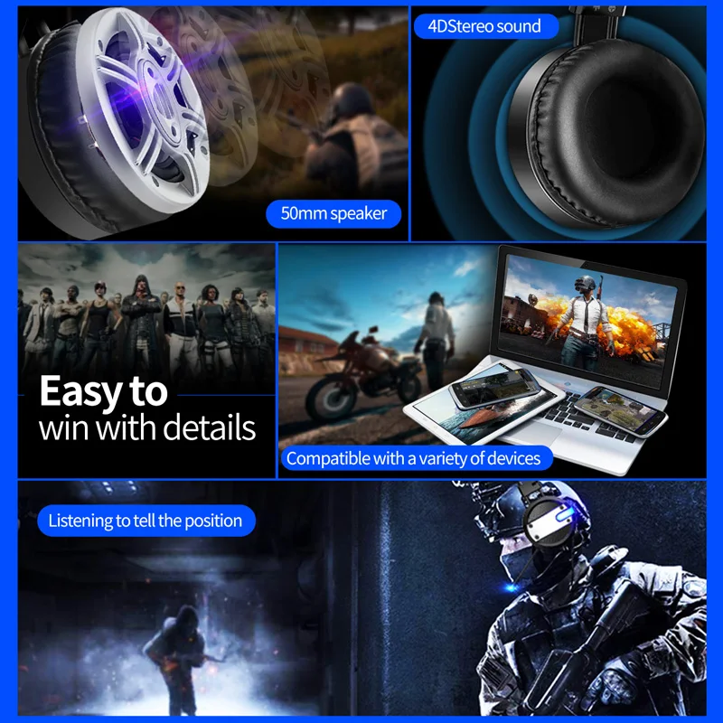 

A20 Gaming Headsets Wired Earphones 4D Surround Subwoofer Games Headphones Stereo For XBox PS4 PC Laptop With Mic LED Light