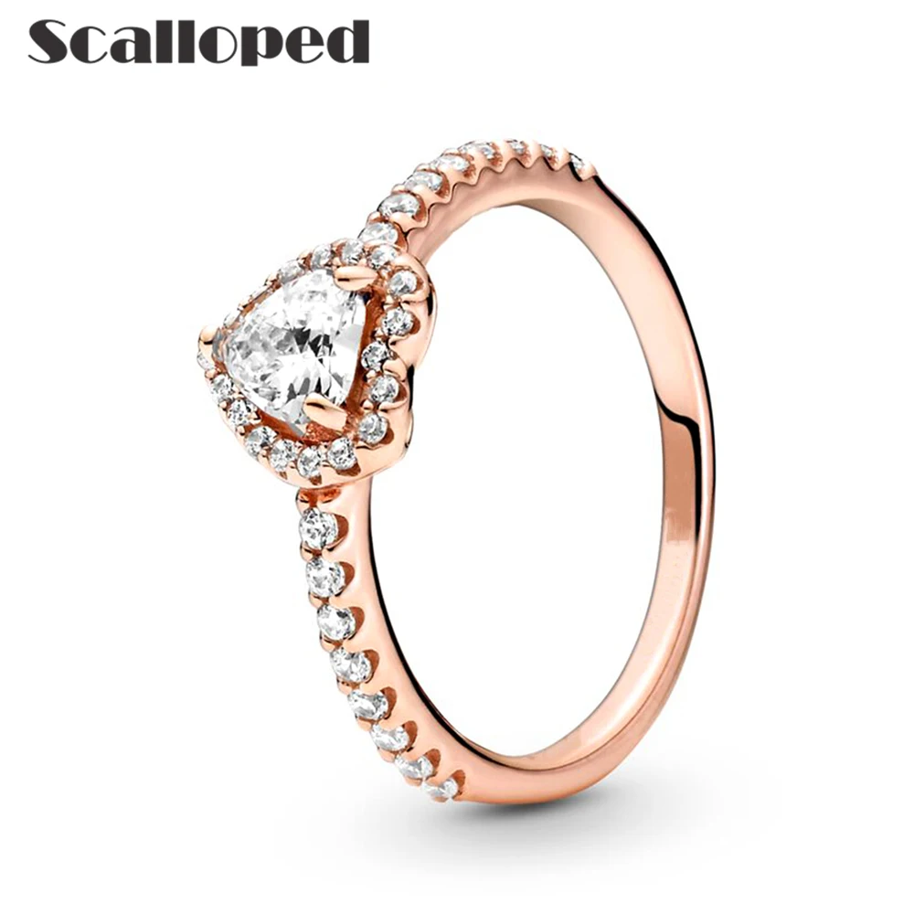 

SCALLOPED Fashion Elegant Love Wedding Rings Women Sparkling Heart Shaped Zircon Couple Engagement Jewelry Gifts Anillos