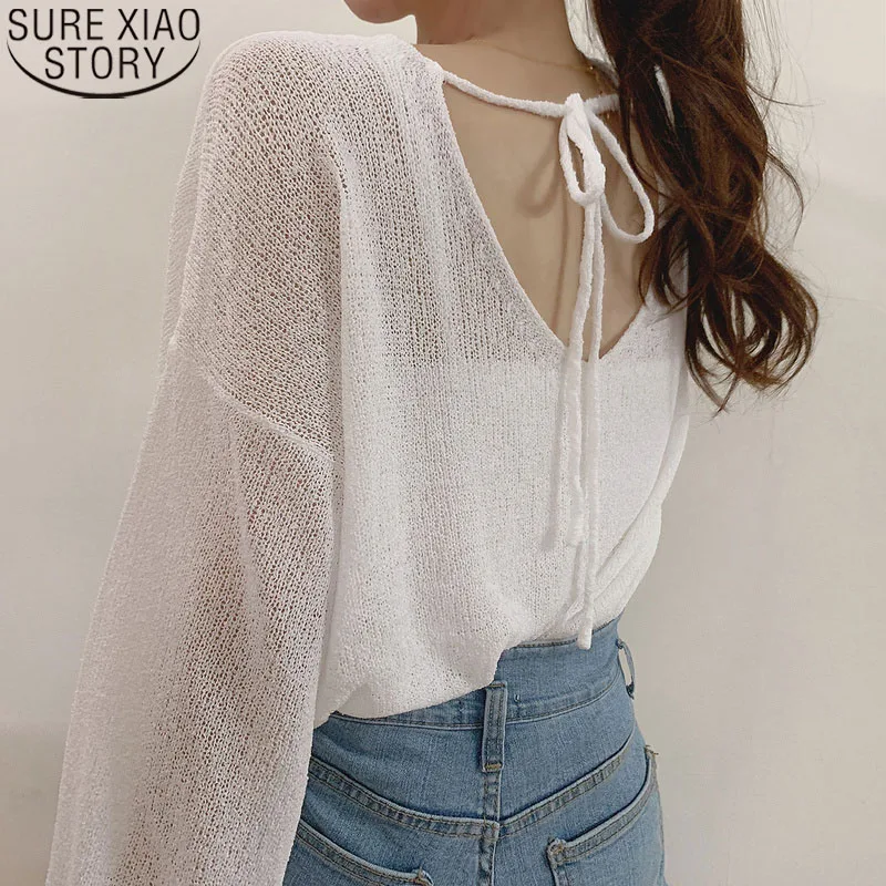 

Трикотажная рубашка из вискозы, с V-образным вырезом, на завязках