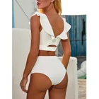 2021 новый комплект бикини с рюшами, женский купальник с пуш-ап, женские белые костюмы для плавания, летняя пляжная одежда, купальный костюм, бикини