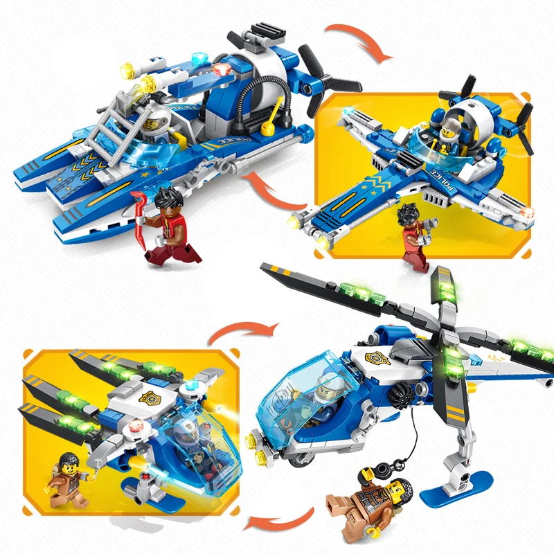 Штабелирование полицейские блоки Вертолет Лодка внедорожник автомобиль