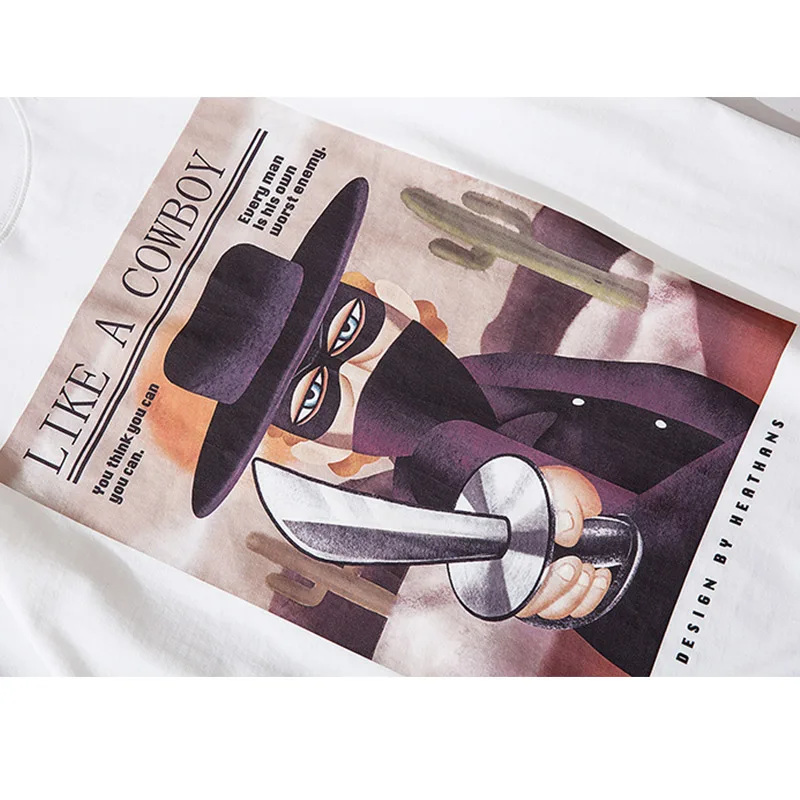 

JING ZHE Short Sleeve Tshirts Men Loose T-Shirts Couple Hip Hop Harajuku Streetwear Human Cactus Poster Printed Cotton Tops Tees