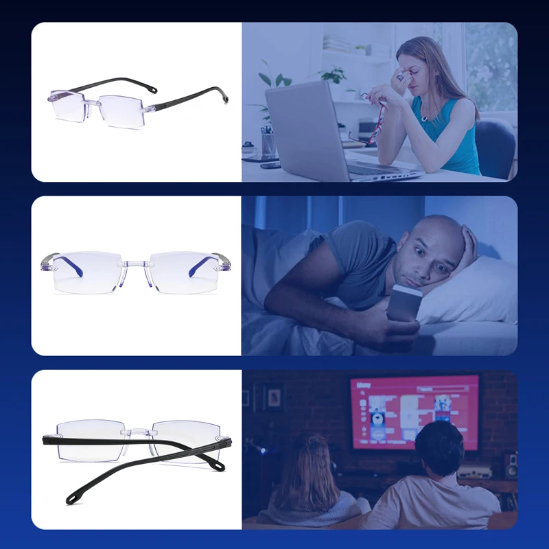 

Rimless Anti Blue Light Myopia Glasses Classic Nearsighted Eyeglasses Women Men Degree -1.0 -1.5 -2.0 -2.5 -3.0 -3.5 -4.0