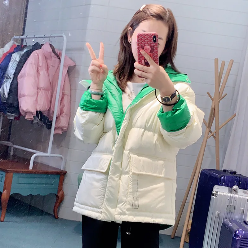 Женский пуховик свободный короткий с принтом корейский стиль 2019|Жилеты и