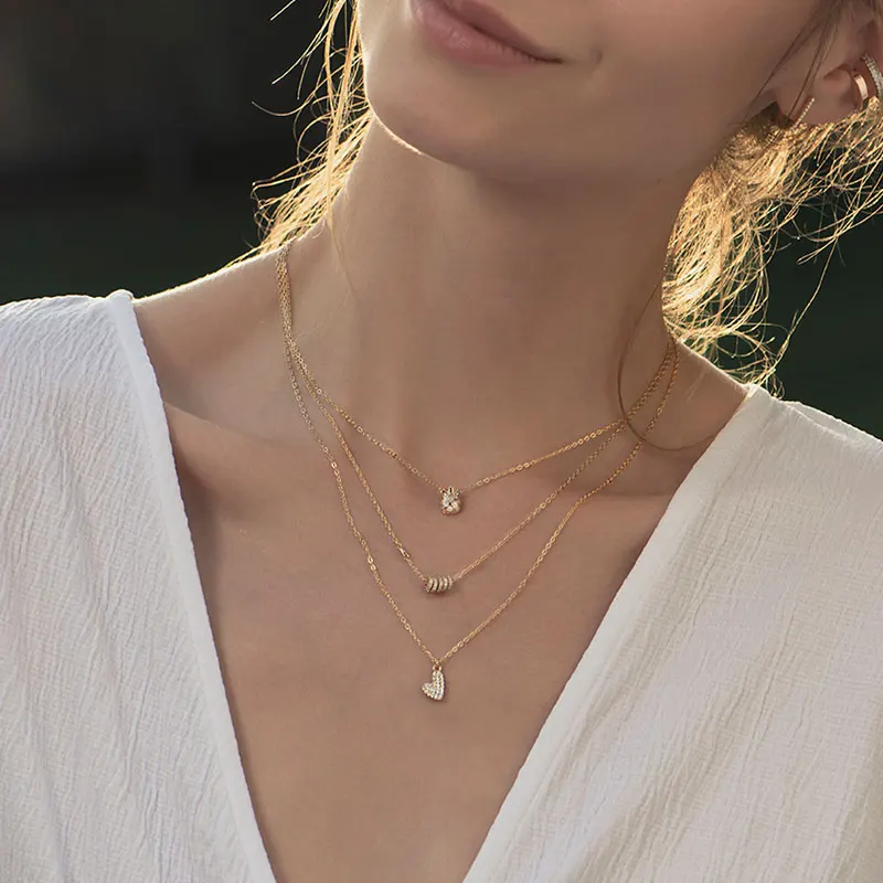 Цепочка с подвеской в виде сердца и ананаса серебро пробы | Украшения аксессуары