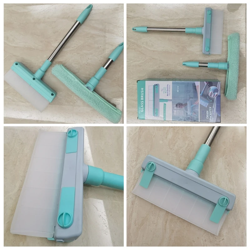 

2Pcs Window Glass Silicone Wiper Cleaning Brush with Handle Car Scrubber Tools