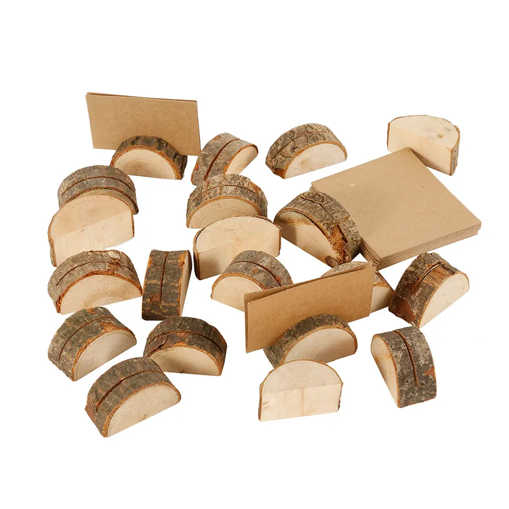

20 Pcs Wood Place Card Holders Table Name Card Holder Stump Clip Crafts Home Wedding Decoration Party Table Cards Number Plate