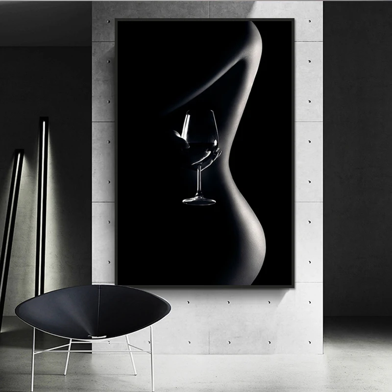 

Black White Sexy Woman Body Art Canvas Painting Nude Pictures Print Wall Posters Modern Bedroom Living Room Decorative Paintings