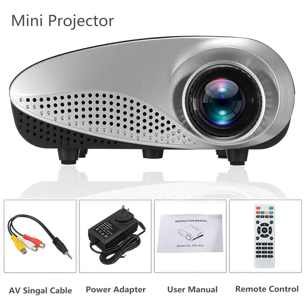 

Mini Portable LED Projector 1080P 3D HD Multimedia Home Theater USB VGA HDMI-Compatible TV Home Theatre System